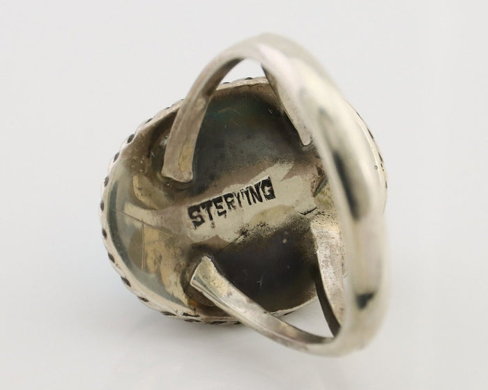 Navajo Ring 925 Silver Kingman Turquoise Native American Artist C.80's