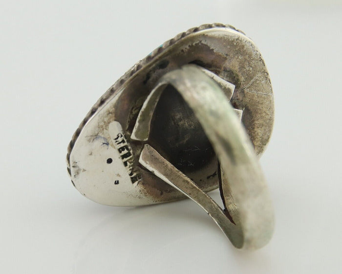 Navajo Ring 925 Silver Kingman Turquoise Native American Artist C.80's
