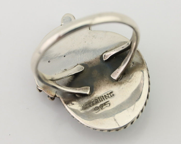 Navajo Ring 925 Silver Kingman Turquoise Native American Artist C.80's
