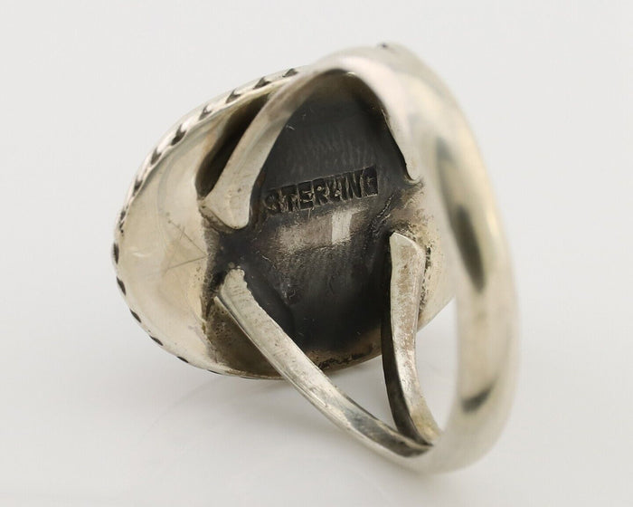 Navajo Ring 925 Silver Kingman Turquoise Native American Artist C.80's