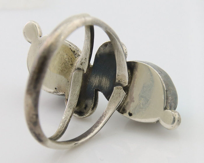 Navajo Ring 925 Silver Kingman Turquoise Native American Artist C.80's
