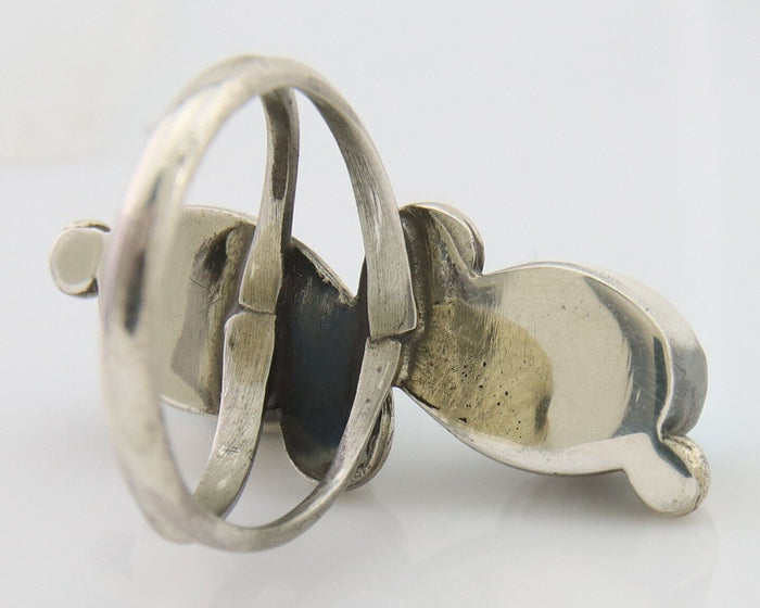 Navajo Ring 925 Silver Kingman Turquoise Native American Artist C.80's