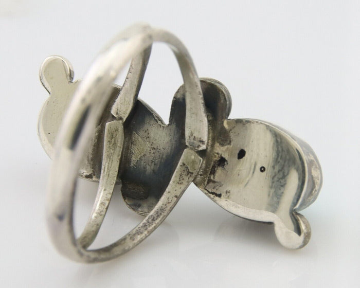 Navajo Ring 925 Silver Kingman Turquoise Native American Artist C.80's