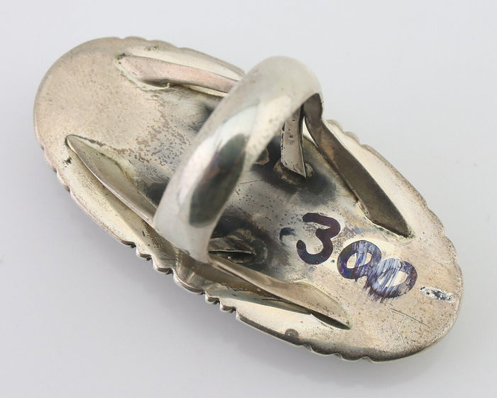 Navajo Ring 925 Silver Kingman Turquoise Native American Artist C.80's