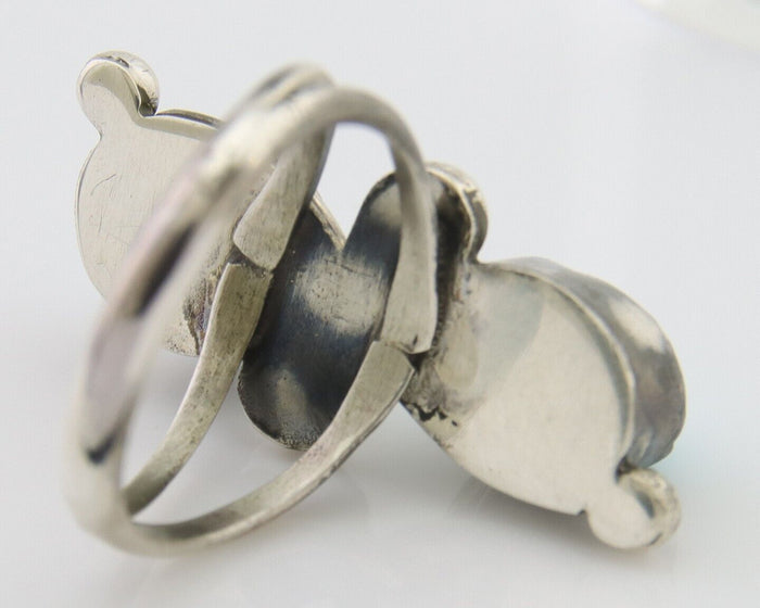 Navajo Ring 925 Silver Kingman Turquoise Native American Artist C.80's