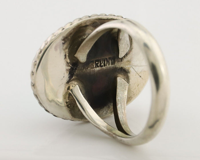 Navajo Ring 925 Silver Kingman Turquoise Native American Artist C.80's