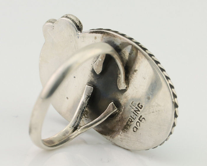 Navajo Ring 925 Silver Kingman Turquoise Native American Artist C.80's