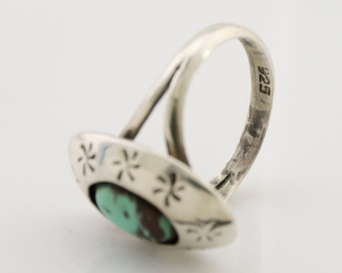 Navajo Ring 925 Silver Kingman Turquoise Native American Artist C.80's