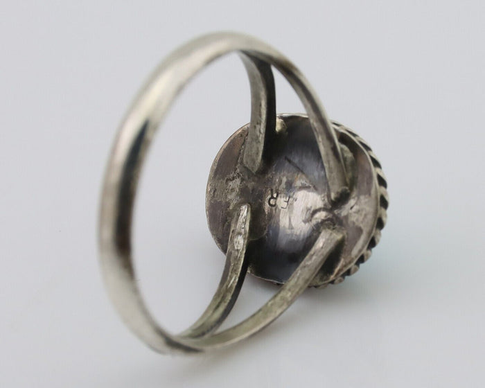Navajo Ring 925 Silver Kingman Turquoise Native American Artist C.80's