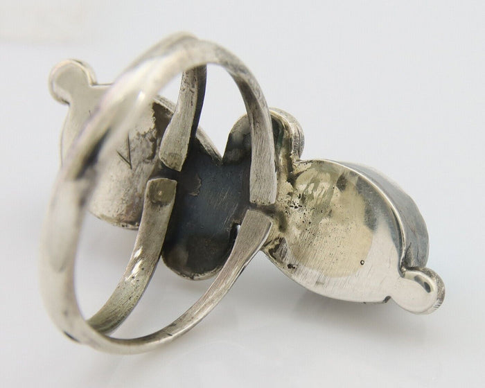 Navajo Ring 925 Silver Kingman Turquoise Native American Artist C.80's