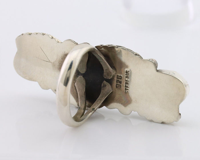 Navajo Ring 925 Silver Kingman Turquoise Native American Artist C.80's