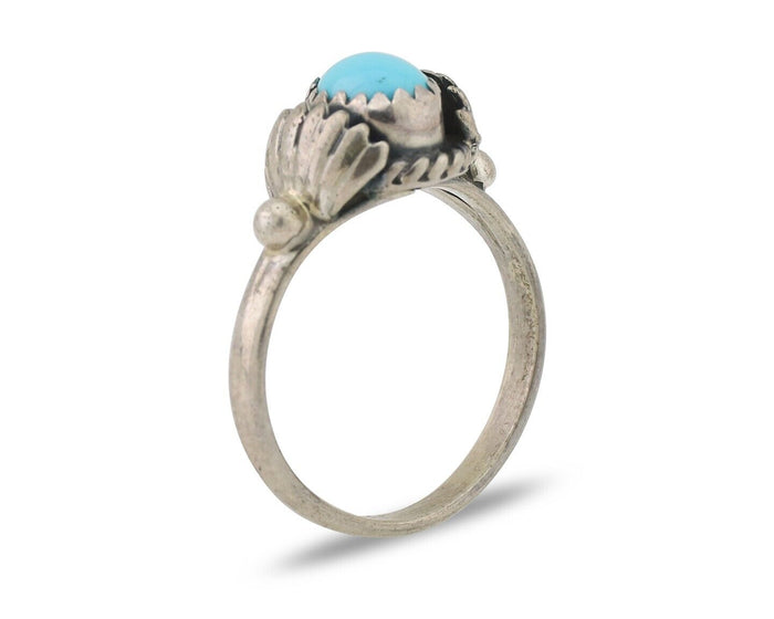 Navajo Ring 925 Silver Kingman Turquoise Native American Artist Made In 1985