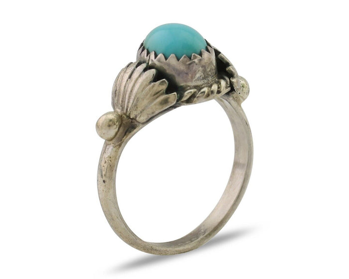 Navajo Ring 925 Silver Kingman Turquoise Native American Artist Made In 1985