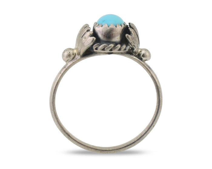 Navajo Ring 925 Silver Kingman Turquoise Native American Artist Made In 1985