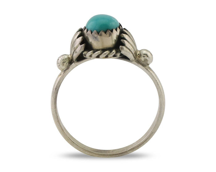Navajo Ring 925 Silver Kingman Turquoise Native American Artist Made In 1985