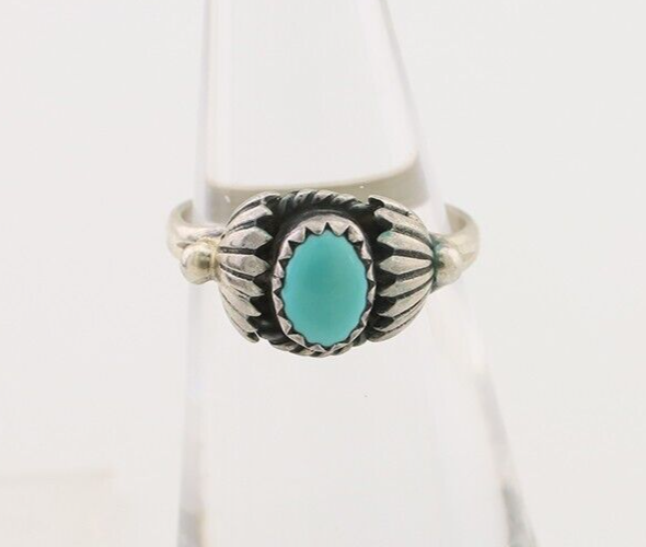Navajo Ring 925 Silver Kingman Turquoise Native American Artist Made In 1985