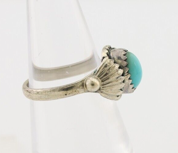 Navajo Ring 925 Silver Kingman Turquoise Native American Artist Made In 1985