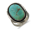 Navajo Ring 925 Silver Kingman Turquoise Native American Artist Size 6.75 C.80's