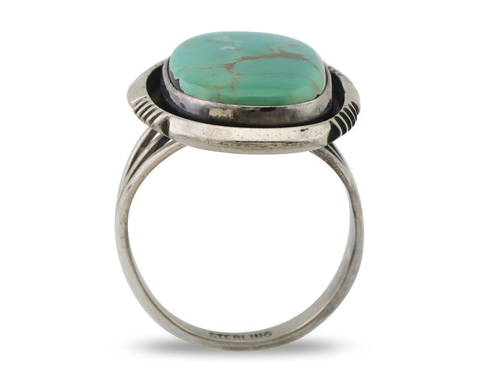 Navajo Ring 925 Silver Kingman Turquoise Native American Artist Size 6.75 C.80's