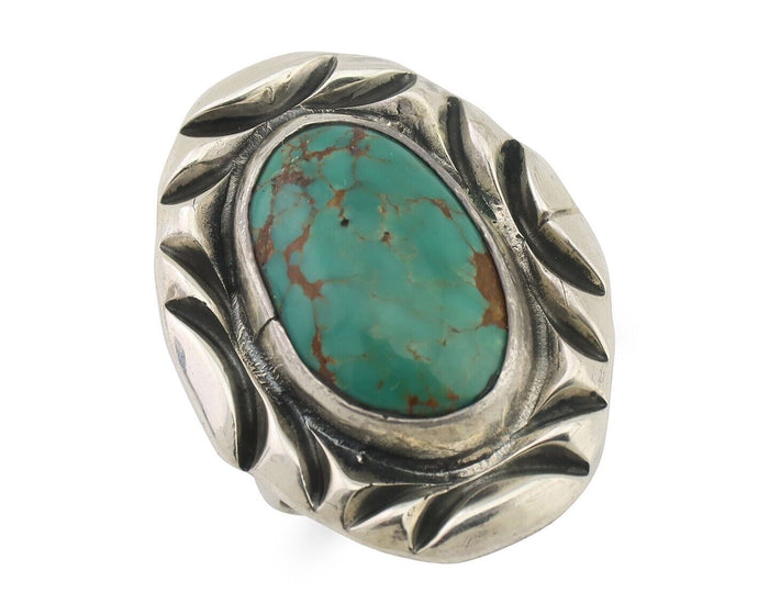 Navajo Ring 925 Silver Kingman Turquoise Native Artist Signed C Montoya C.80's
