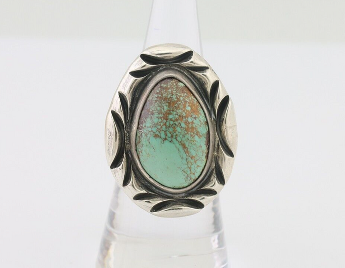Navajo Ring 925 Silver Kingman Turquoise Native Artist Signed C Montoya C.80's