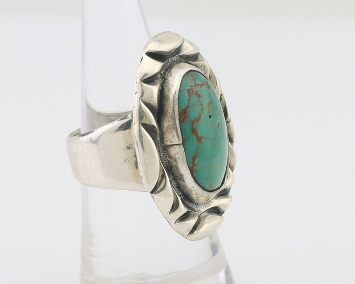 Navajo Ring 925 Silver Kingman Turquoise Native Artist Signed C Montoya C.80's