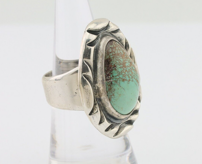 Navajo Ring 925 Silver Kingman Turquoise Native Artist Signed C Montoya C.80's