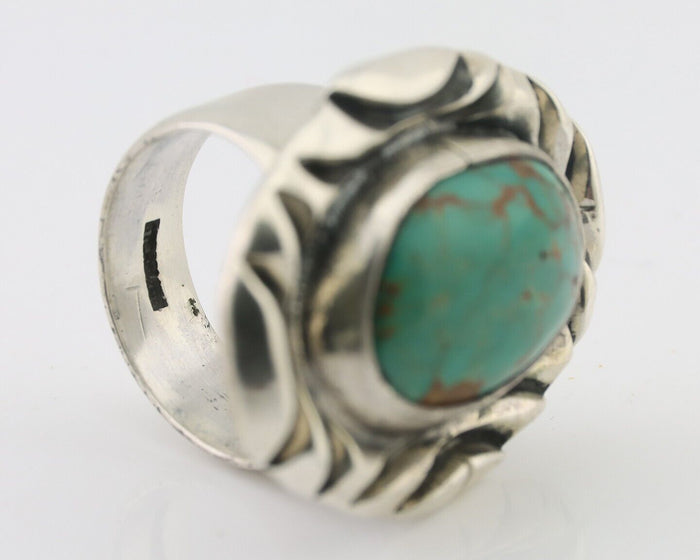Navajo Ring 925 Silver Kingman Turquoise Native Artist Signed C Montoya C.80's
