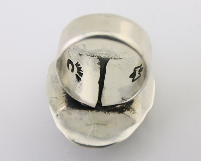 Navajo Ring 925 Silver Kingman Turquoise Native Artist Signed C Montoya C.80's