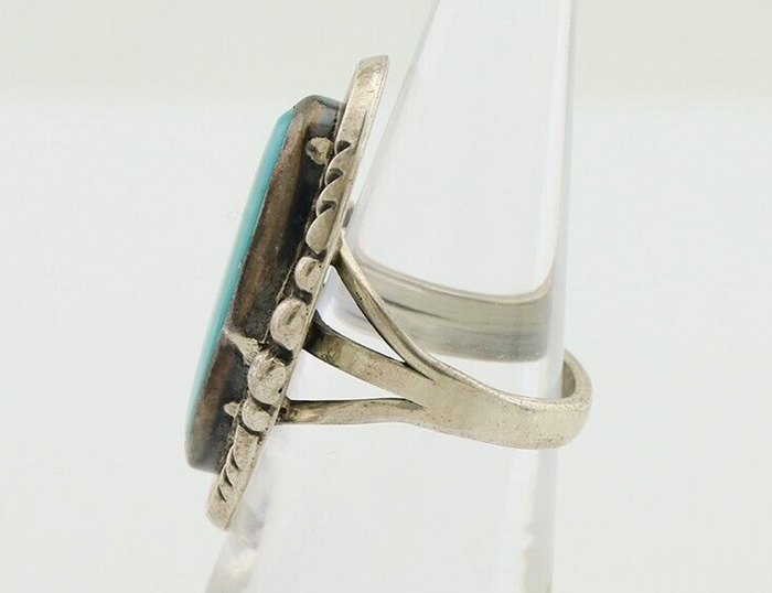 Navajo Ring 925 Silver Kingman Turquoise Signed M Begay C.80's