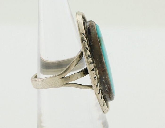 Navajo Ring 925 Silver Kingman Turquoise Signed M Begay C.80's