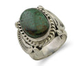 Navajo Ring 925 Silver Kingman Turquoise Signed M Montoya C.80's