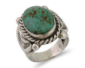 Navajo Ring 925 Silver Kingman Turquoise Signed M Montoya C.80's