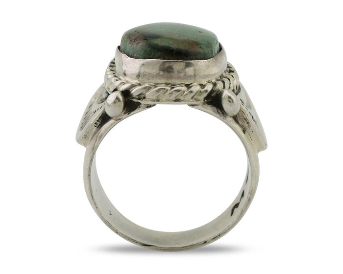 Navajo Ring 925 Silver Kingman Turquoise Signed M Montoya C.80's