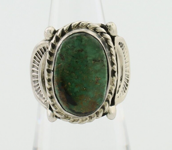 Navajo Ring 925 Silver Kingman Turquoise Signed M Montoya C.80's