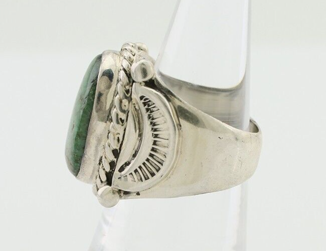 Navajo Ring 925 Silver Kingman Turquoise Signed M Montoya C.80's