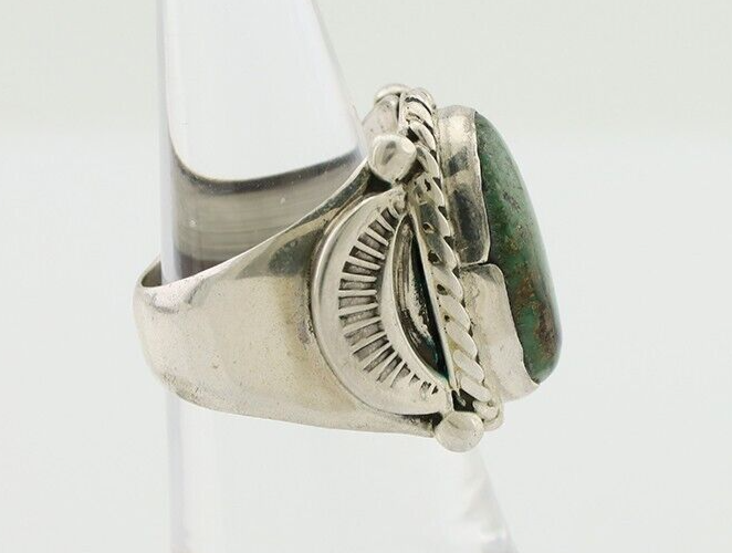 Navajo Ring 925 Silver Kingman Turquoise Signed M Montoya C.80's