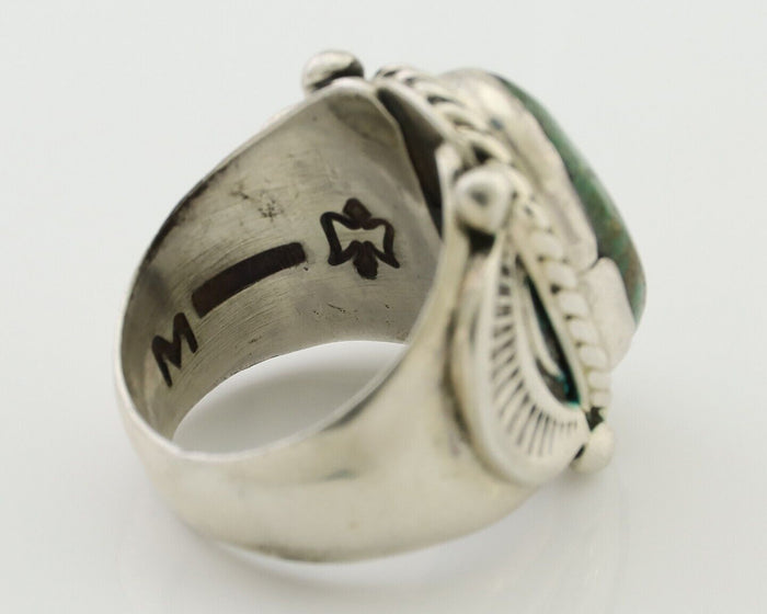 Navajo Ring 925 Silver Kingman Turquoise Signed M Montoya C.80's