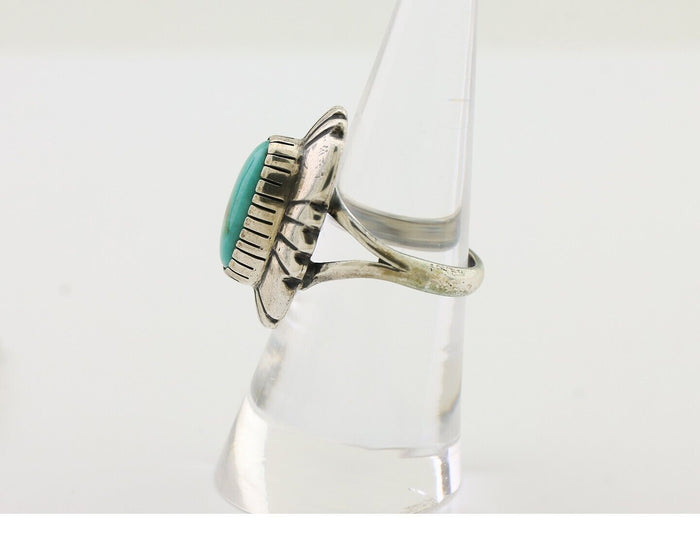 Navajo Ring 925 Silver Kingman Turquoise Signed M Montoya Size 7.0 C.80's