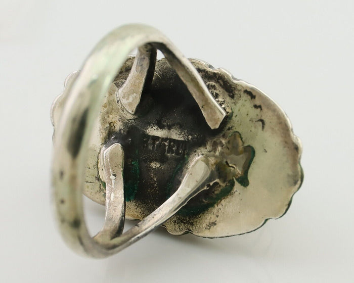 Navajo Ring 925 Silver Kingman Turquoise Signed M Montoya Size 7.0 C.80's