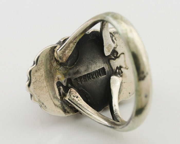 Navajo Ring 925 Silver Kingman Turquoise Signed M Montoya Size 7.0 C.80's