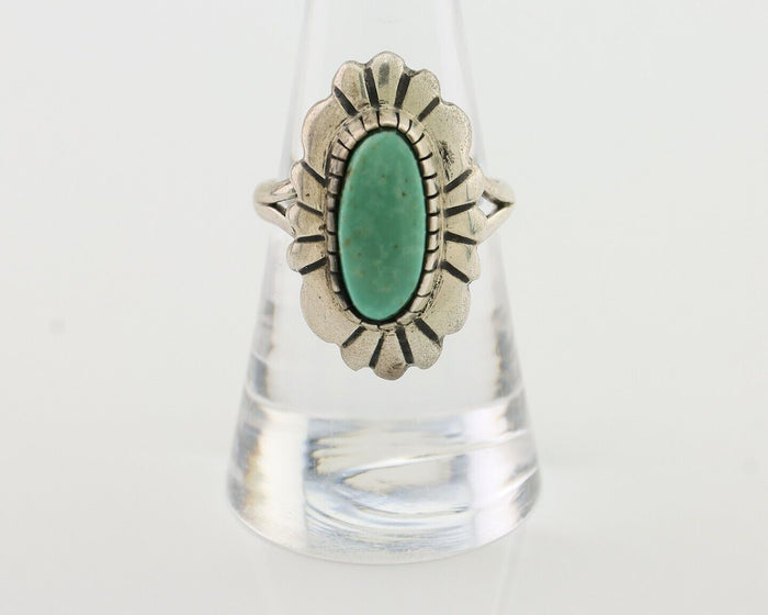 Navajo Ring 925 Silver Kingman Turquoise Signed M Montoya Size 8.0 C.80's
