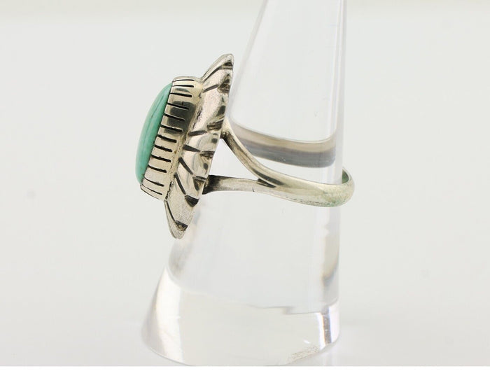 Navajo Ring 925 Silver Kingman Turquoise Signed M Montoya Size 8.0 C.80's