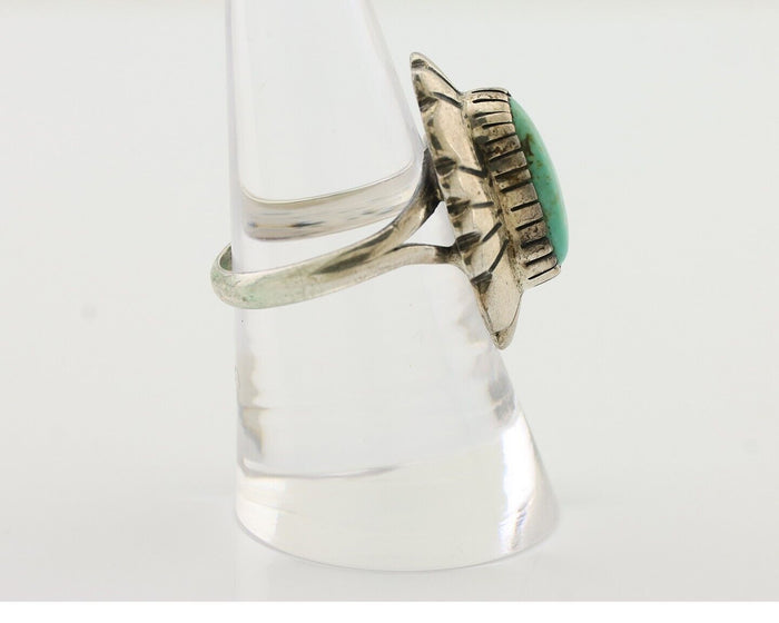 Navajo Ring 925 Silver Kingman Turquoise Signed M Montoya Size 8.0 C.80's