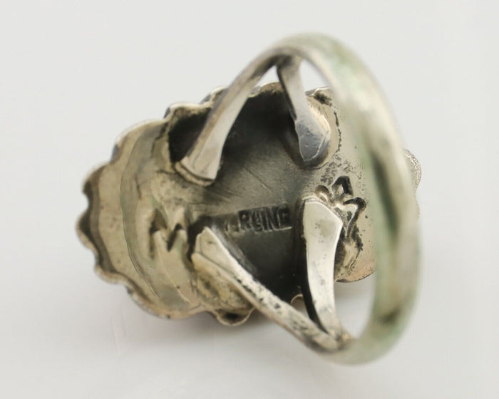 Navajo Ring 925 Silver Kingman Turquoise Signed M Montoya Size 8.0 C.80's