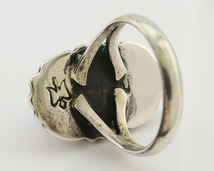 Navajo Ring 925 Silver Kingman Turquoise Signed M Montoya Size 8.25 C.80's