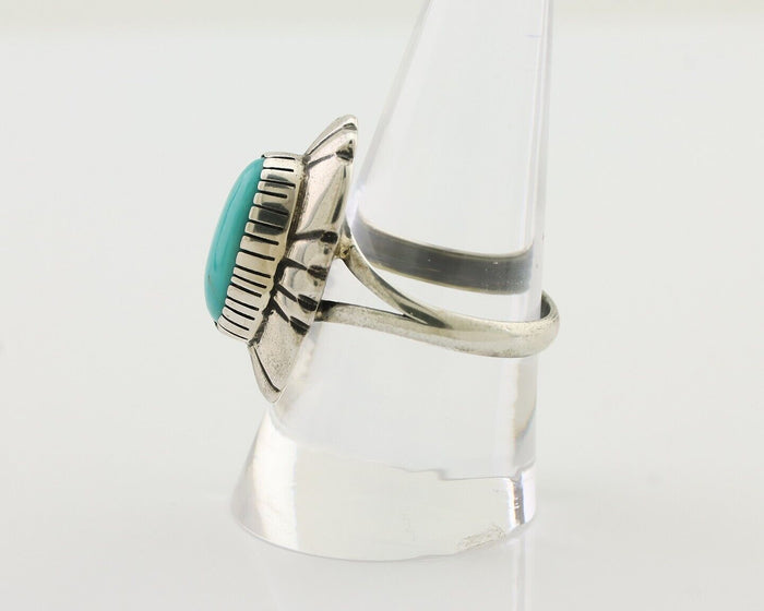 Navajo Ring 925 Silver Kingman Turquoise Signed M Montoya Size 9.25 C.80's