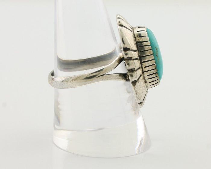 Navajo Ring 925 Silver Kingman Turquoise Signed M Montoya Size 9.25 C.80's