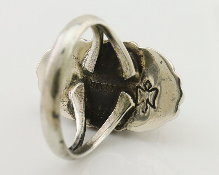 Navajo Ring 925 Silver Kingman Turquoise Signed M Montoya Size 9.25 C.80's