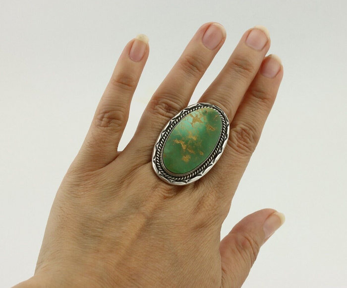 Navajo Ring 925 Silver Manassas Turquoise Tobe Turpen Native Artist C.80's